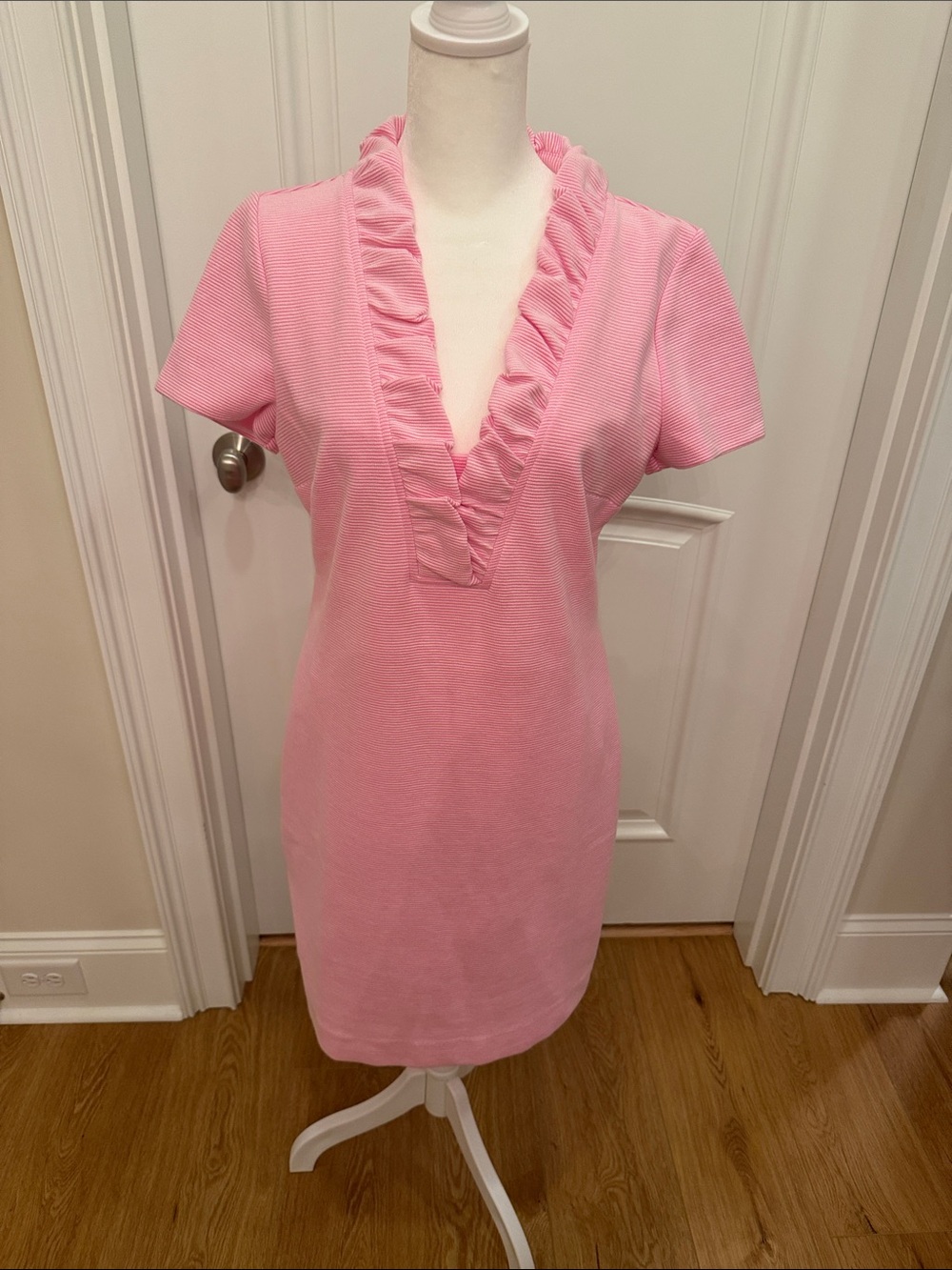 Lilly Pulitzer Short Sleeve Tisbury Shift Dress Prosecco Pink Lucky Catch Stripe